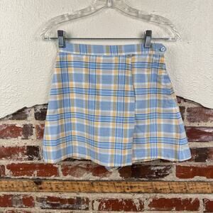 Vintage Russ Skirt Womens 24 Plaid High Waist Skort Mod Prep Preppy 60s USA